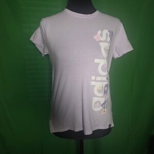 adidas Light Lavender Crew Tee with Vertical Logo Print